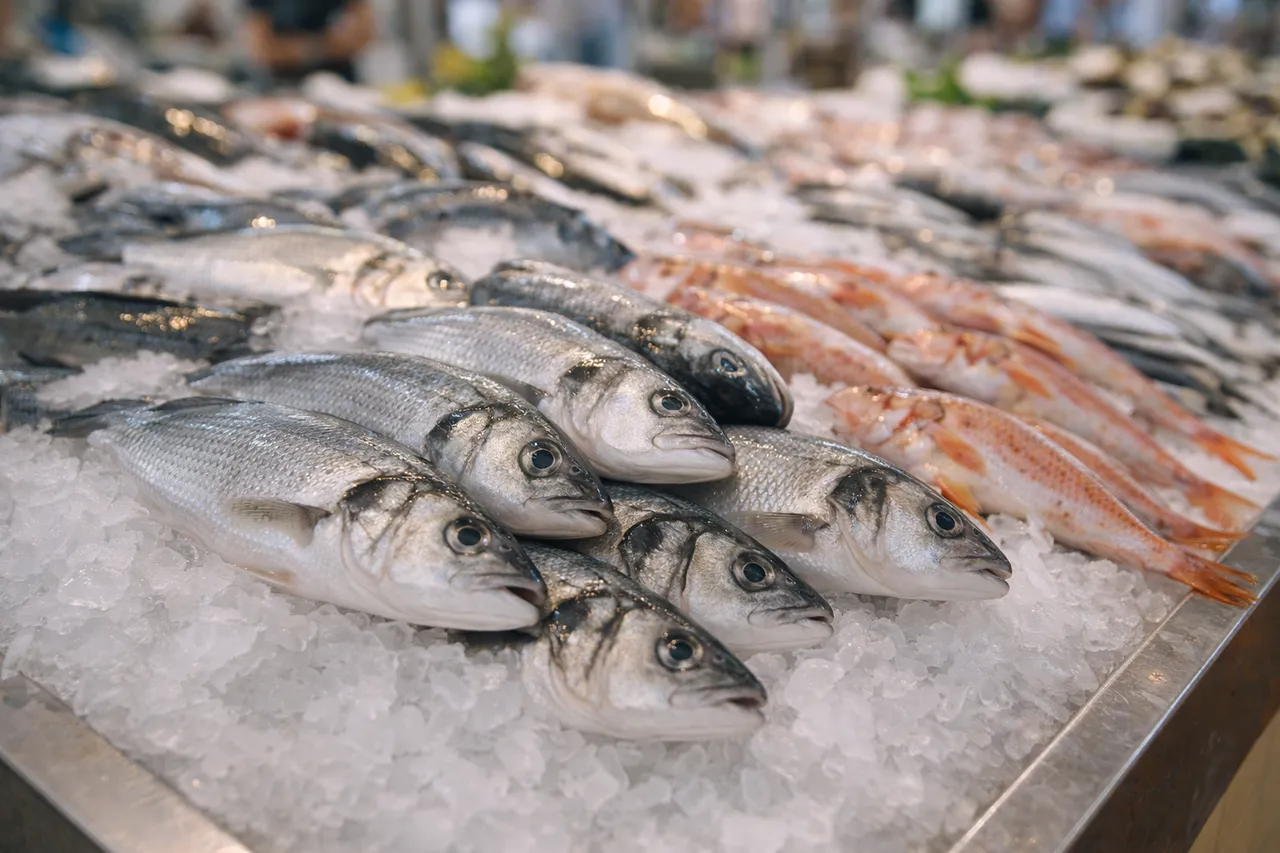 Peixe fresco exposto em banca, típico do Algarve