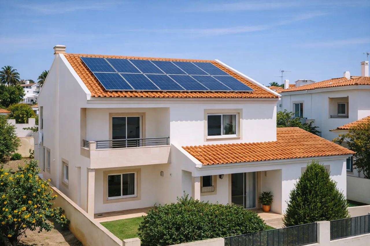 Casa no Algarve com painéis solares e ambiente residencial